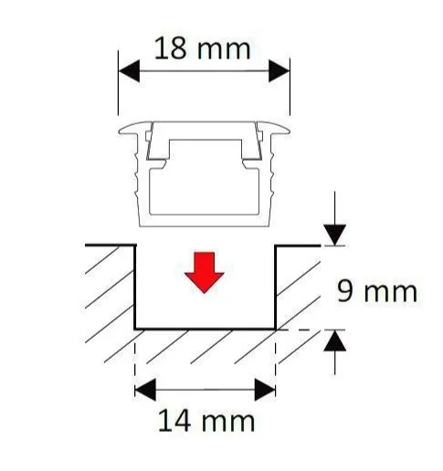 Профиль алюминиевый врезной Inline (Inside LED) (2 м.), HLT