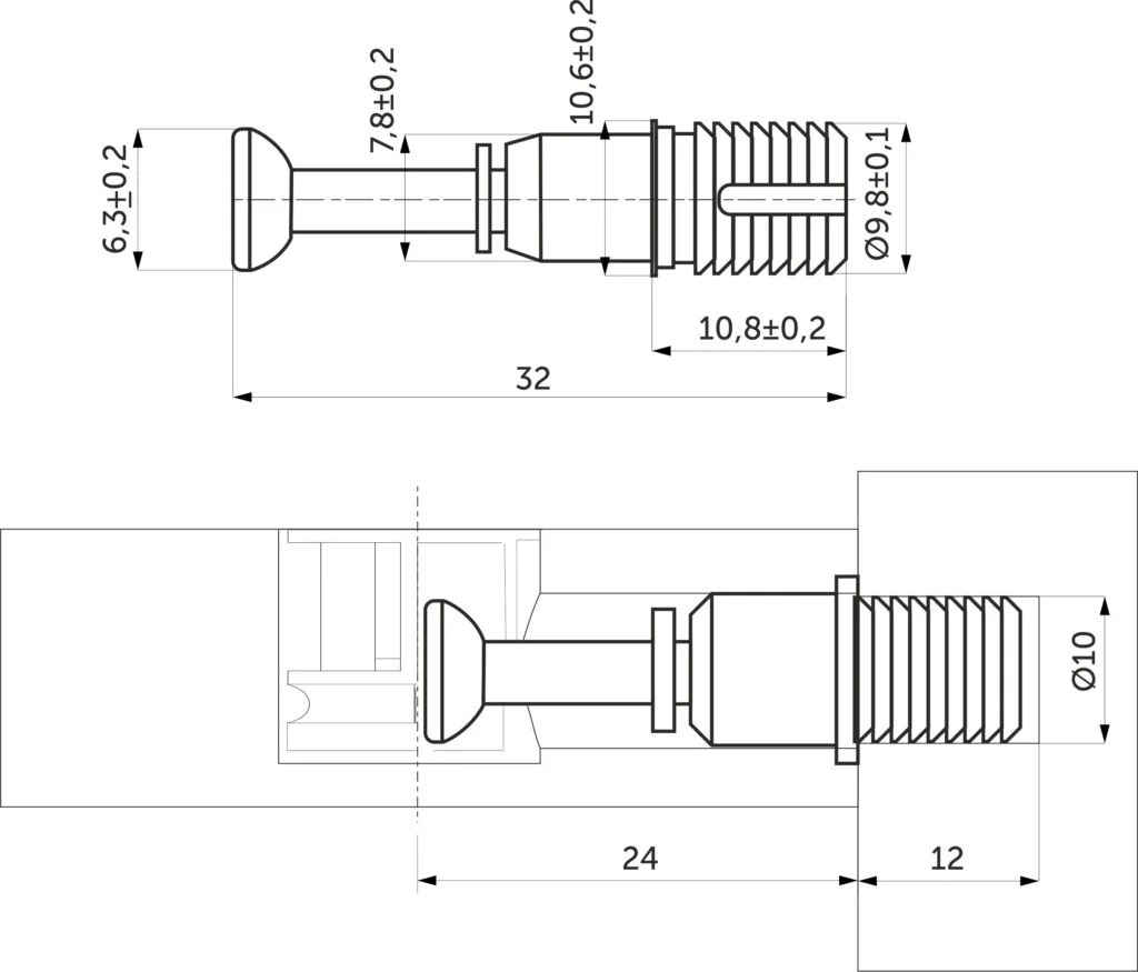 Шток эксцентрика распорный 10*24 (уп/1тыс.шт) AKS