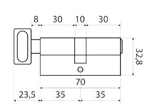 Цилиндровый механизм ALUMINIUM 70 C-SN