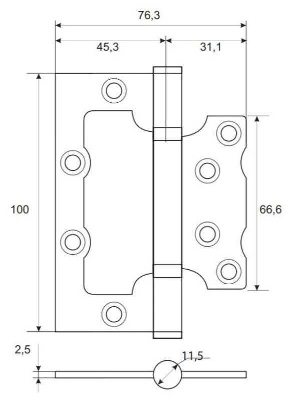 Петля накладная LS 100*75*2 5-SN(мат. никель) Комплект 2 шт