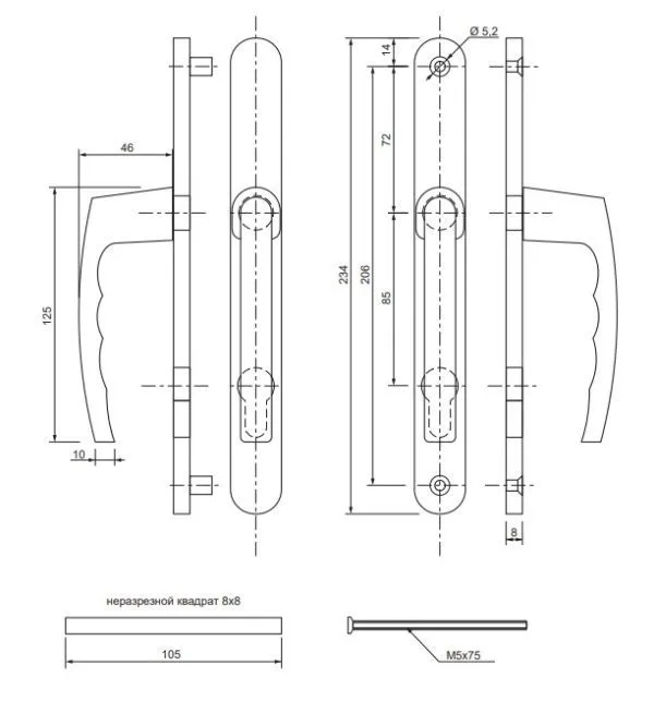 Замок для КАЛИТОК LS 85 25 черный БЕЗ МЦ
