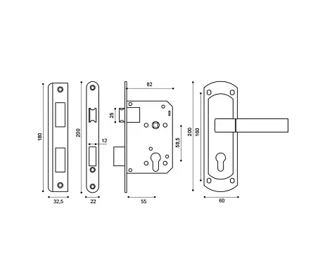 Замок цилиндровый с ручкой LOCKSET25.ORION.5558-1 (KIT P25 5558 ORION) SN CP мат.никель хром