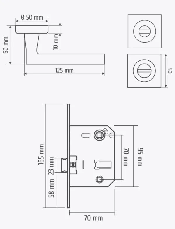 Комплект ручек Verdi 12SN 70 (белый никель механизм L70+завертка)
