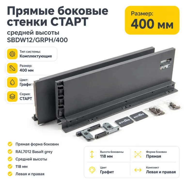 Прямые боковые стенки СТАРТ средней высоты SBDW12/GRPH/400