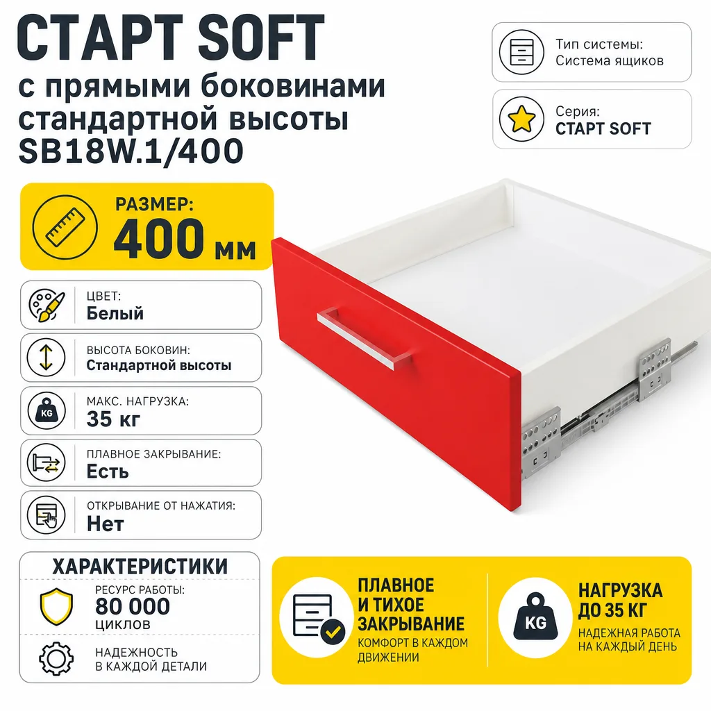 СТАРТ SOFT с прямыми боковинами стандартной высоты SB18W.1/400