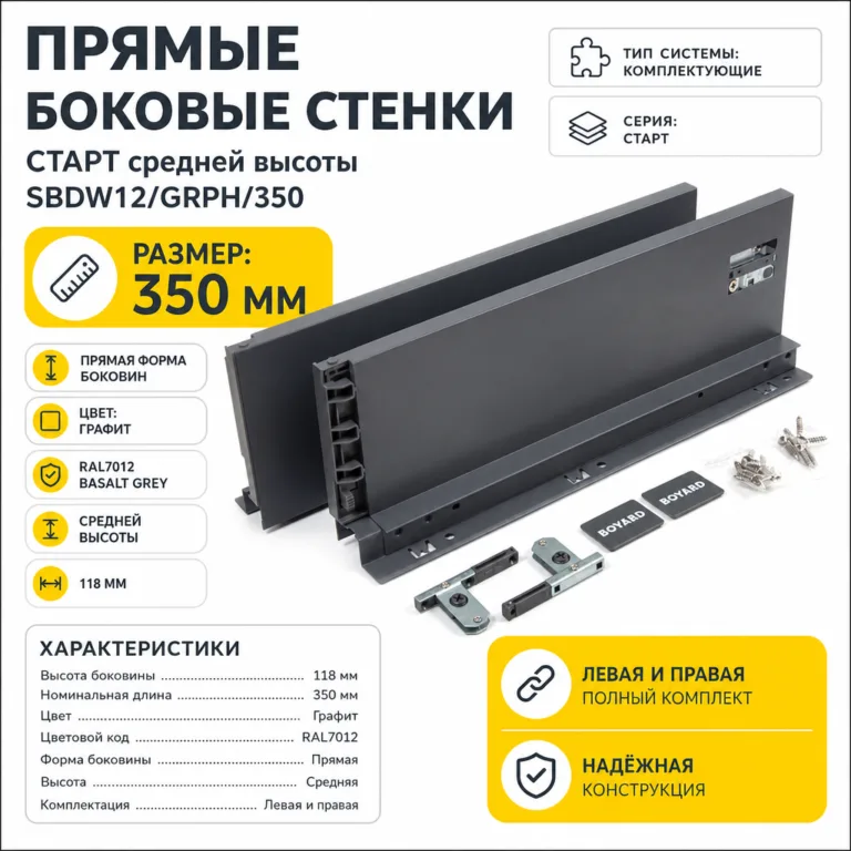 Прямые боковые стенки СТАРТ средней высоты SBDW12/GRPH/350