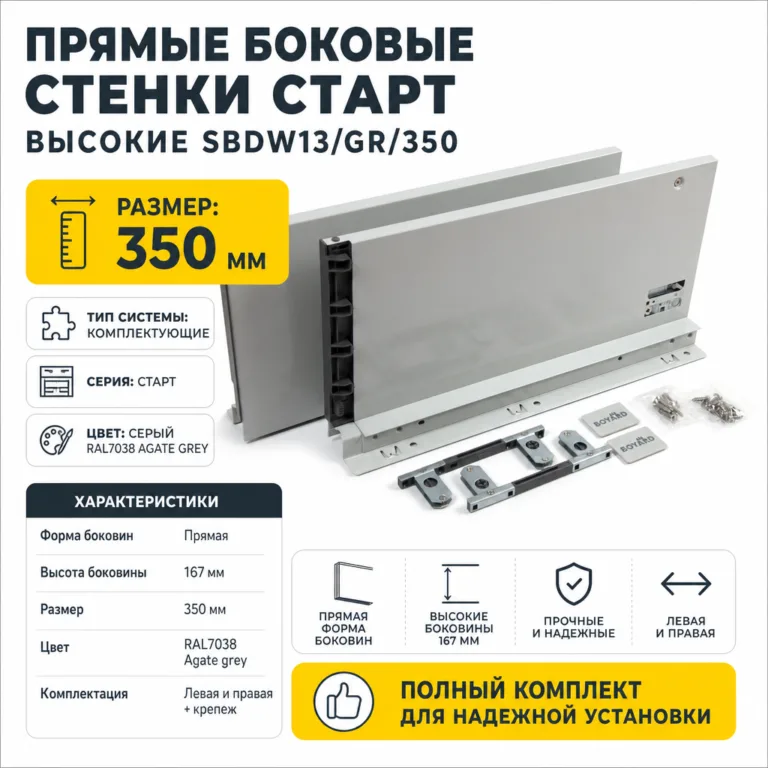 Прямые боковые стенки СТАРТ высокие SBDW13/GR/350