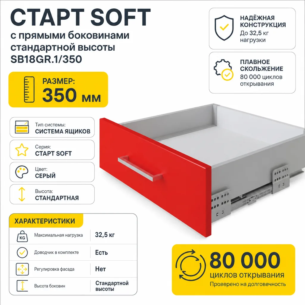 СТАРТ SOFT с прямыми боковинами стандартной высоты SB18GR.1/350