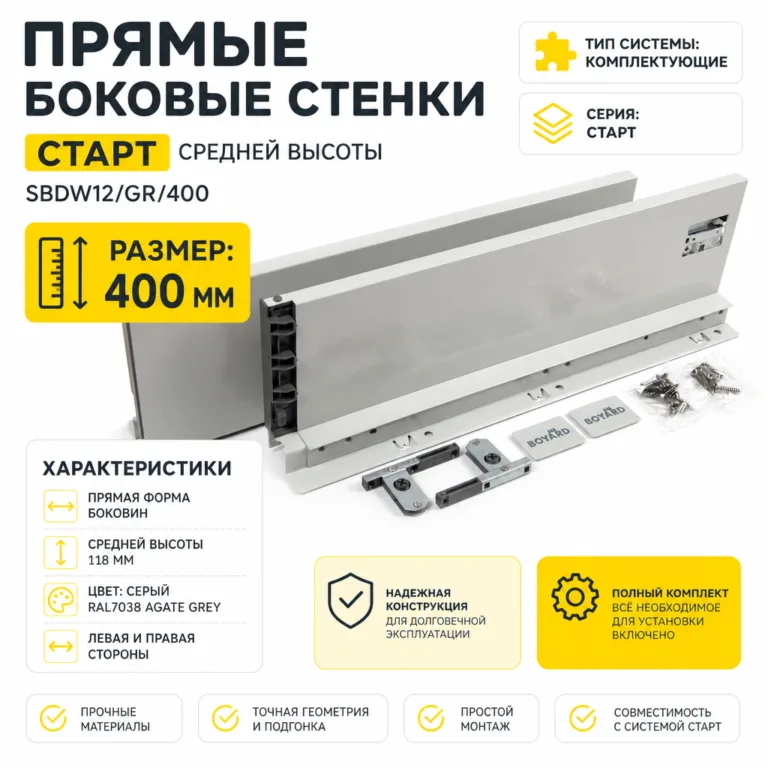 Прямые боковые стенки СТАРТ средней высоты SBDW12/GR/400