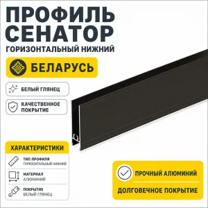 Профиль СЕНАТОР SENATOR горизонтальный нижний (белый глянец)