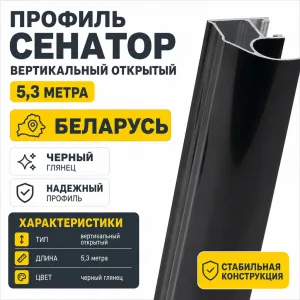 Профиль СЕНАТОР SENATOR вертикальный открытый 5,3 метра (черный глянец)