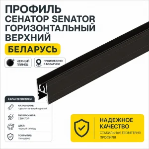 Профиль СЕНАТОР SENATOR горизонтальный верхний (черный глянец)