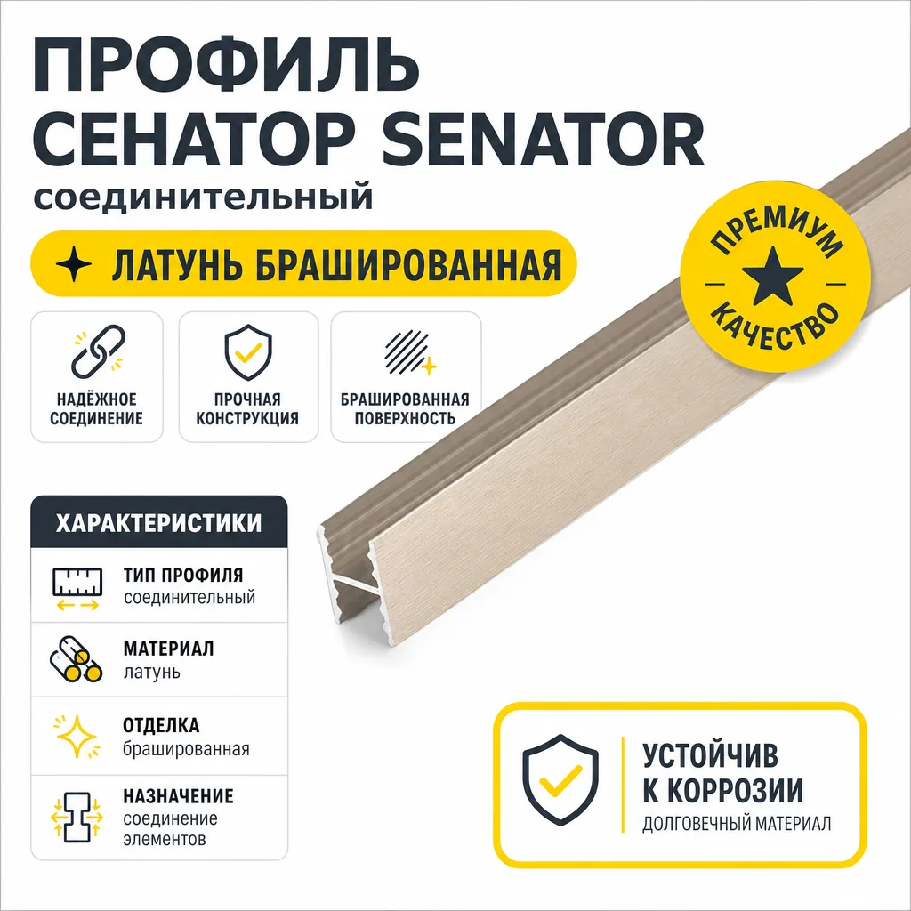 Профиль СЕНАТОР SENATOR соединительный (латунь брашированная)