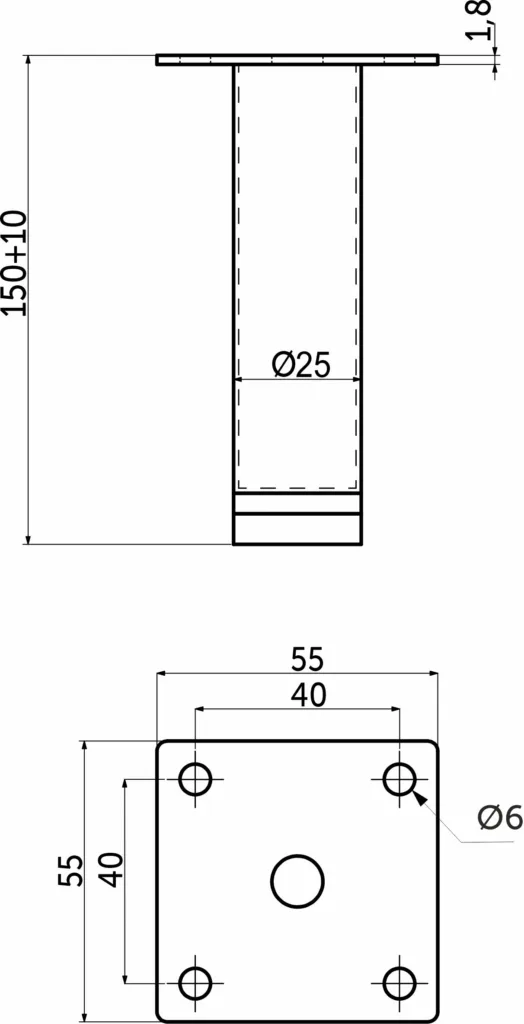 Опора меб. мет. D-150 h150 с регул. матовое золото (тип 2) AKS