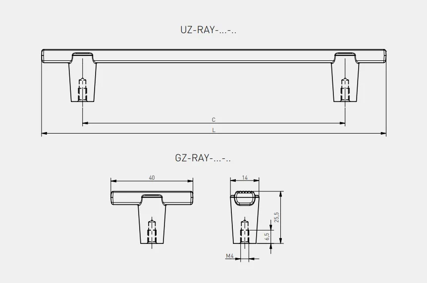 Ручка мебельная RAY L-128мм, шлифованное золото