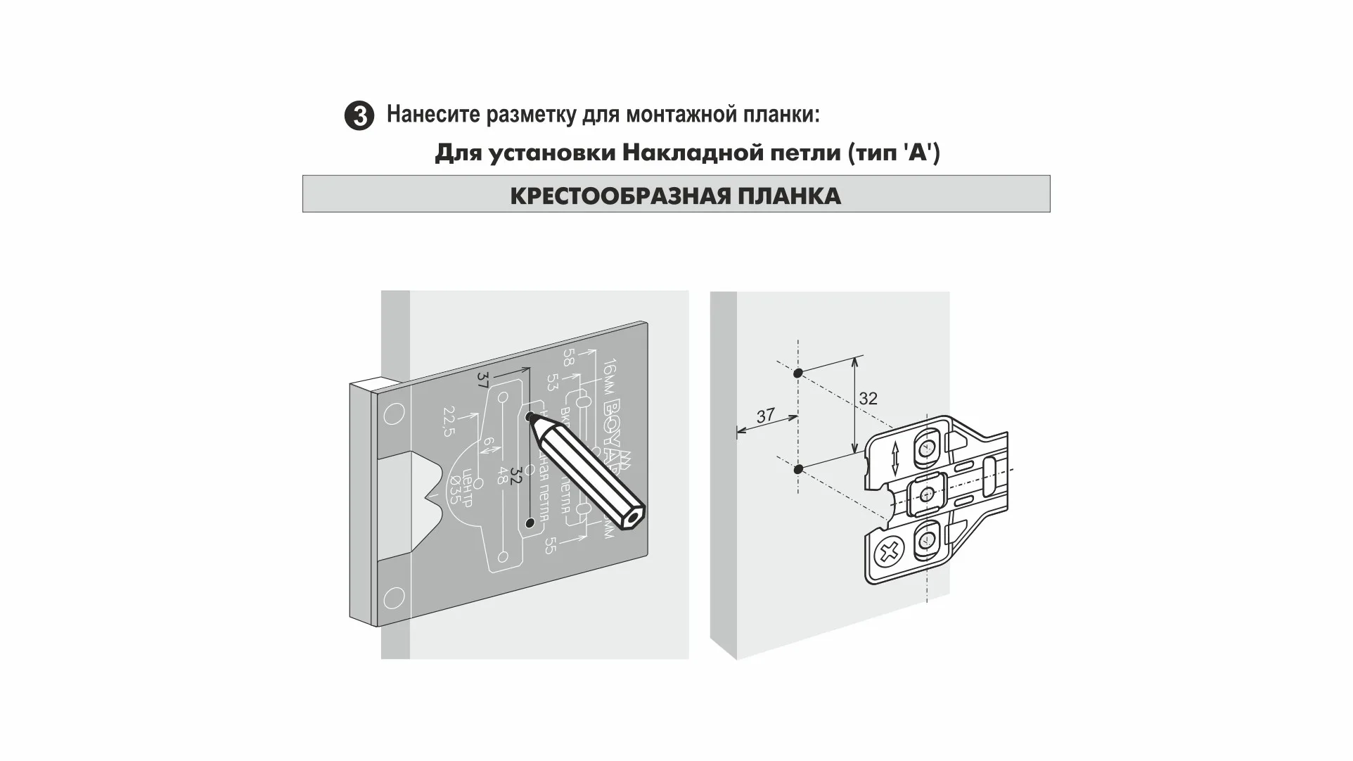 Разметочный   шаблон для петель K5 S908R.1/69x80/2023