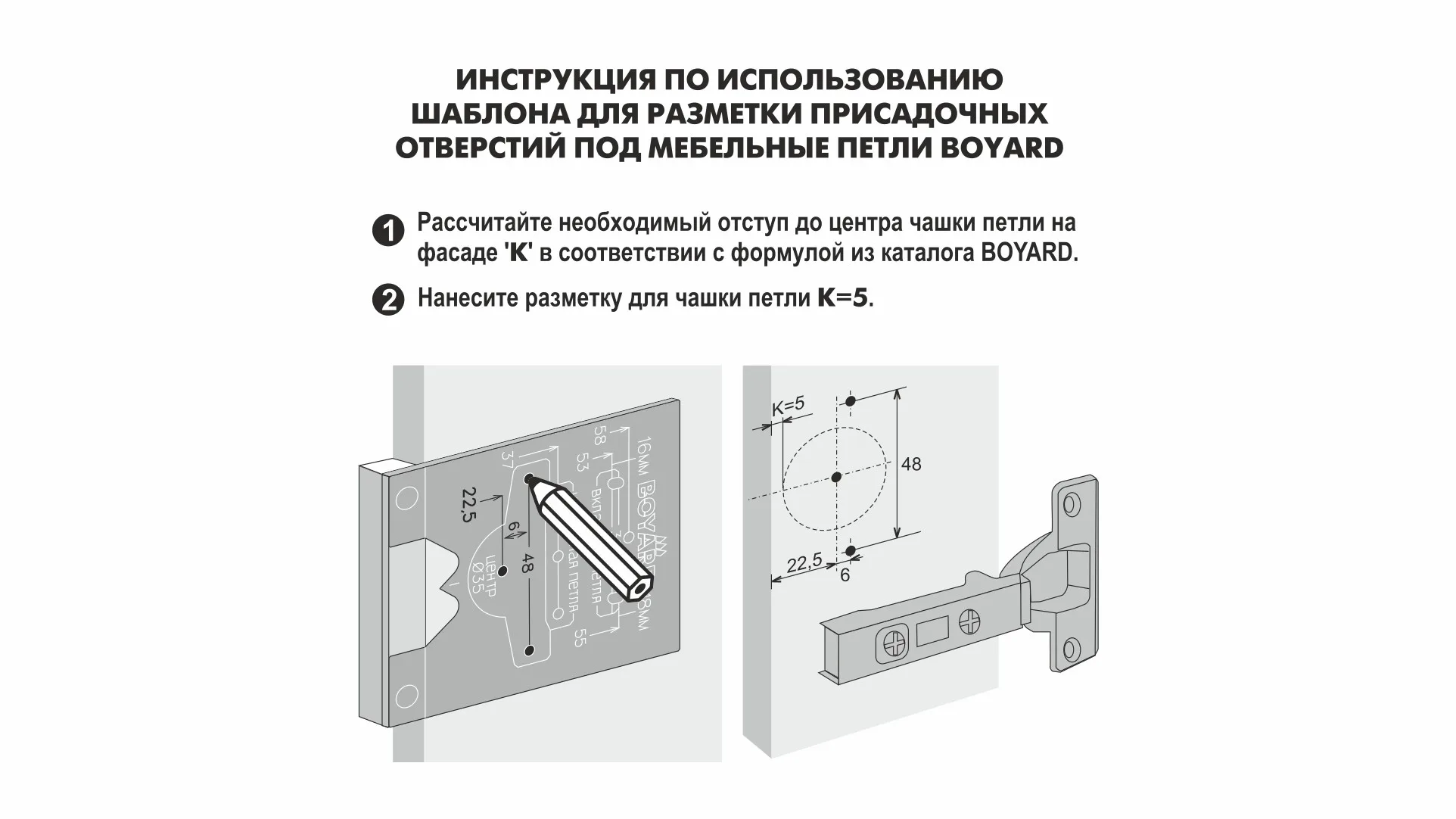 Разметочный   шаблон для петель K5 S908R.1/69x80/2023