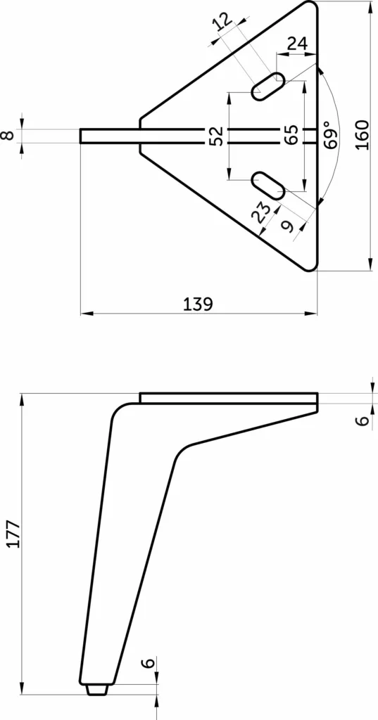 Опора меб. мет. SHARM h175 песочное золото AKS