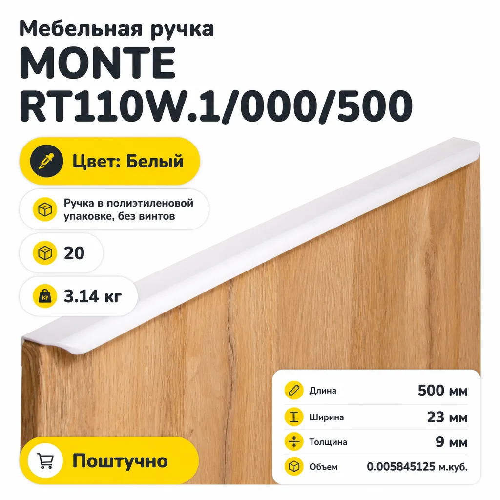 Мебельная ручка MONTE RT110W.1/000/500