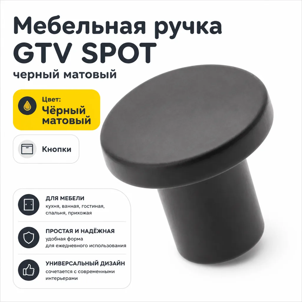 Мебельная ручка GTV SPOT черный матовый