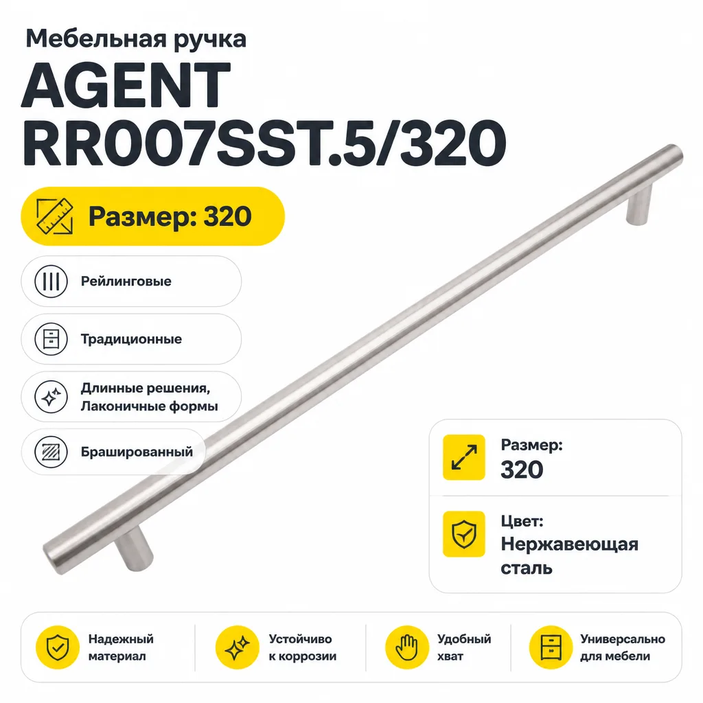 Мебельная ручка AGENT RR007SST.5/320