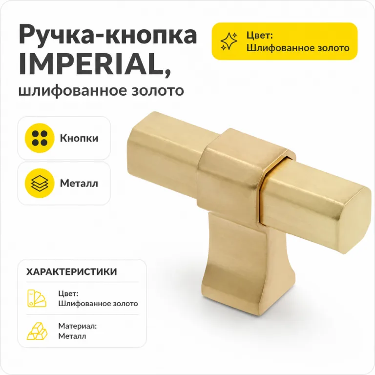 Ручка-кнопка IMPERIAL, шлифованное золото