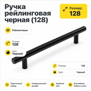 Ручка рейлинговая черная (128)
