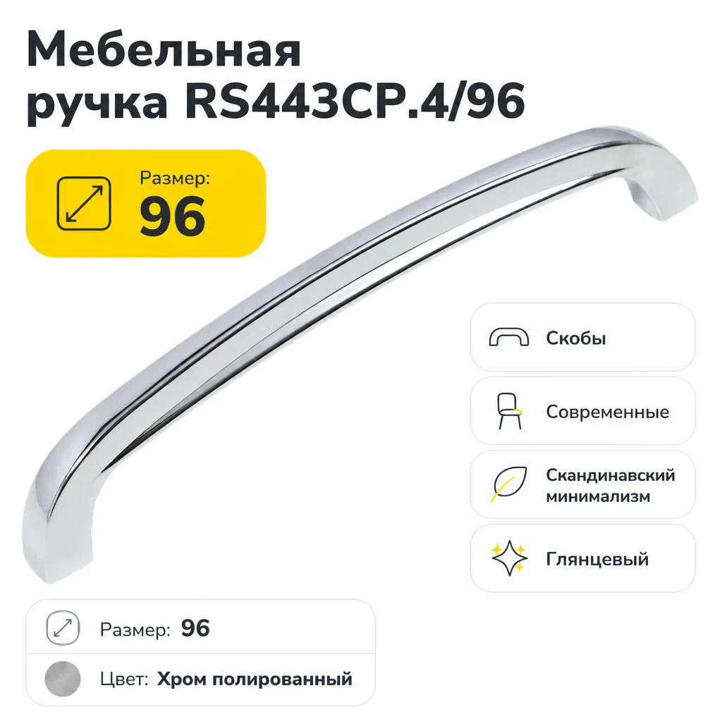 Мебельная ручка RS443CP.4/96