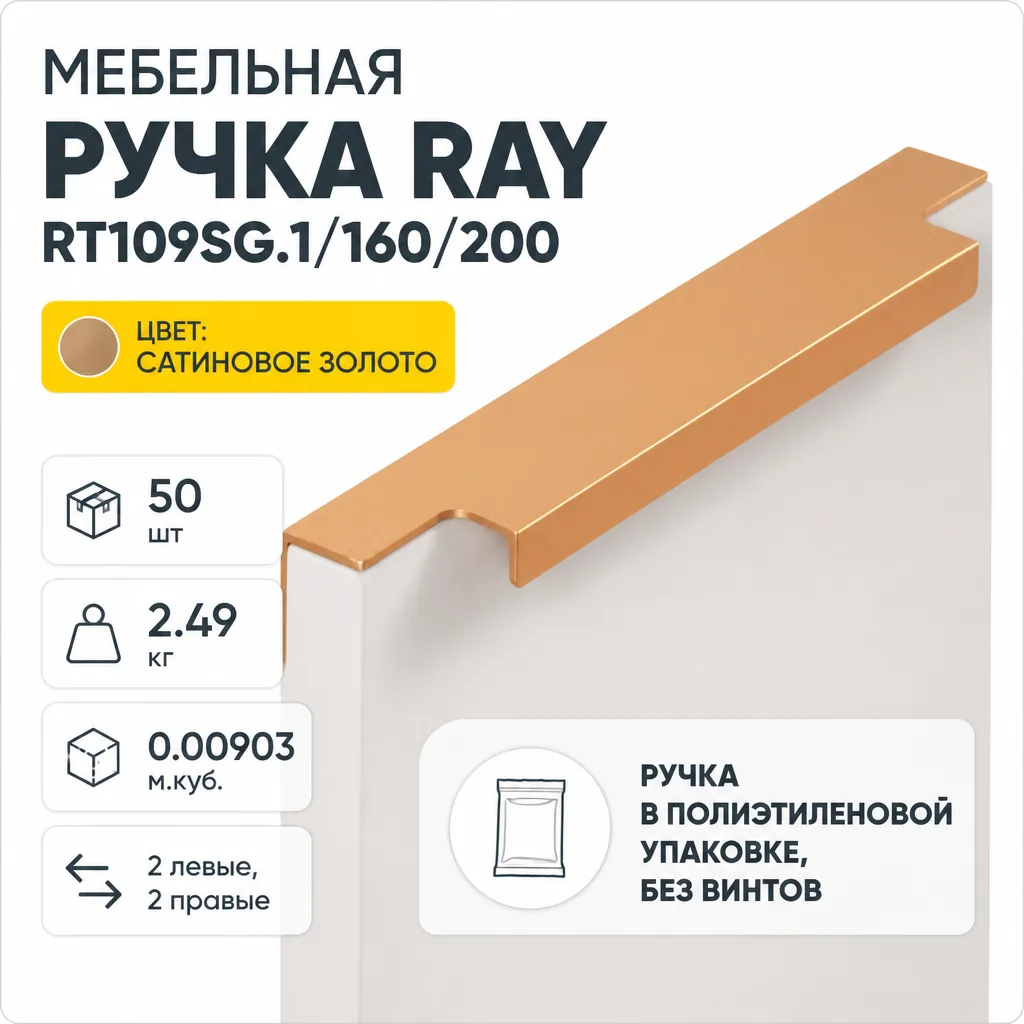 Мебельная ручка RAY RT109SG.1/160/200