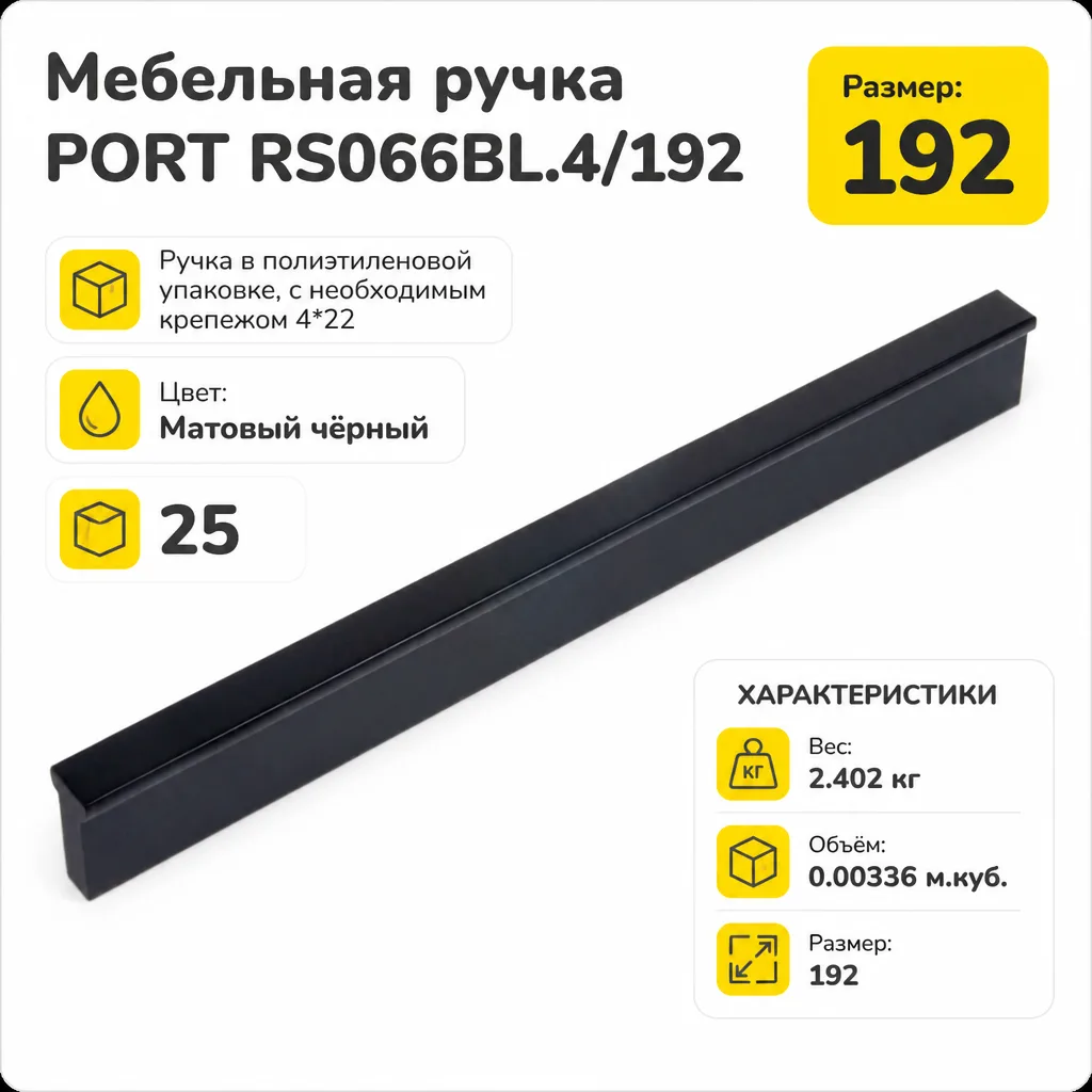 Мебельная ручка PORT RS066BL.4/192