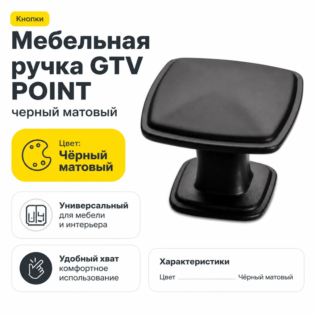 Мебельная ручка GTV POINT черный матовый