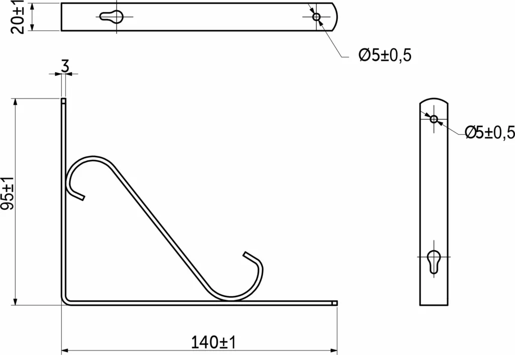 Полкодержатель мет. SONATA 140*95*20*3, белый AKS