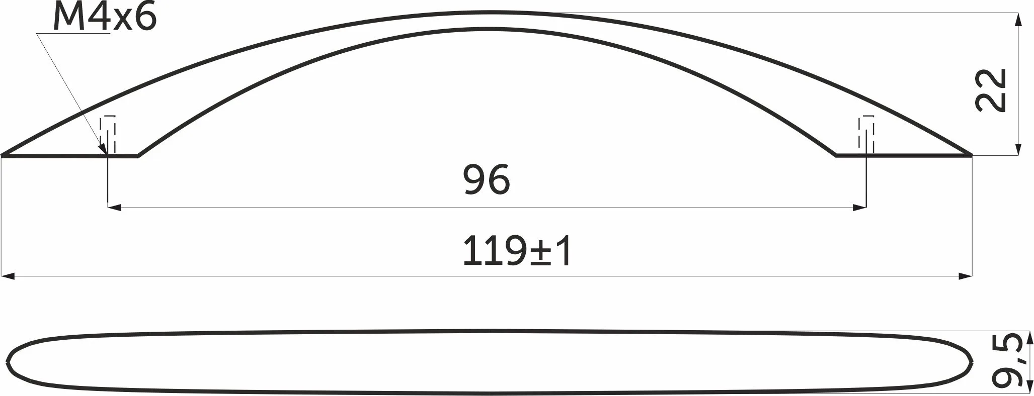 Ручка меб. скоба мет. US26 96 хром AKS