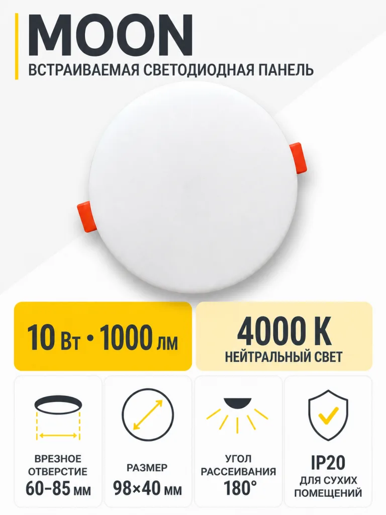 Светильник светодиодный MOON арт. krm10w4000k