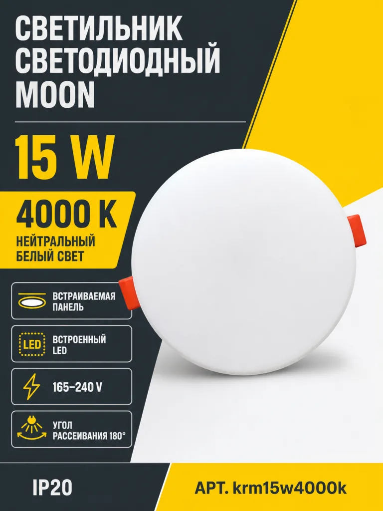 Светильник светодиодный MOON арт. krm15w4000k