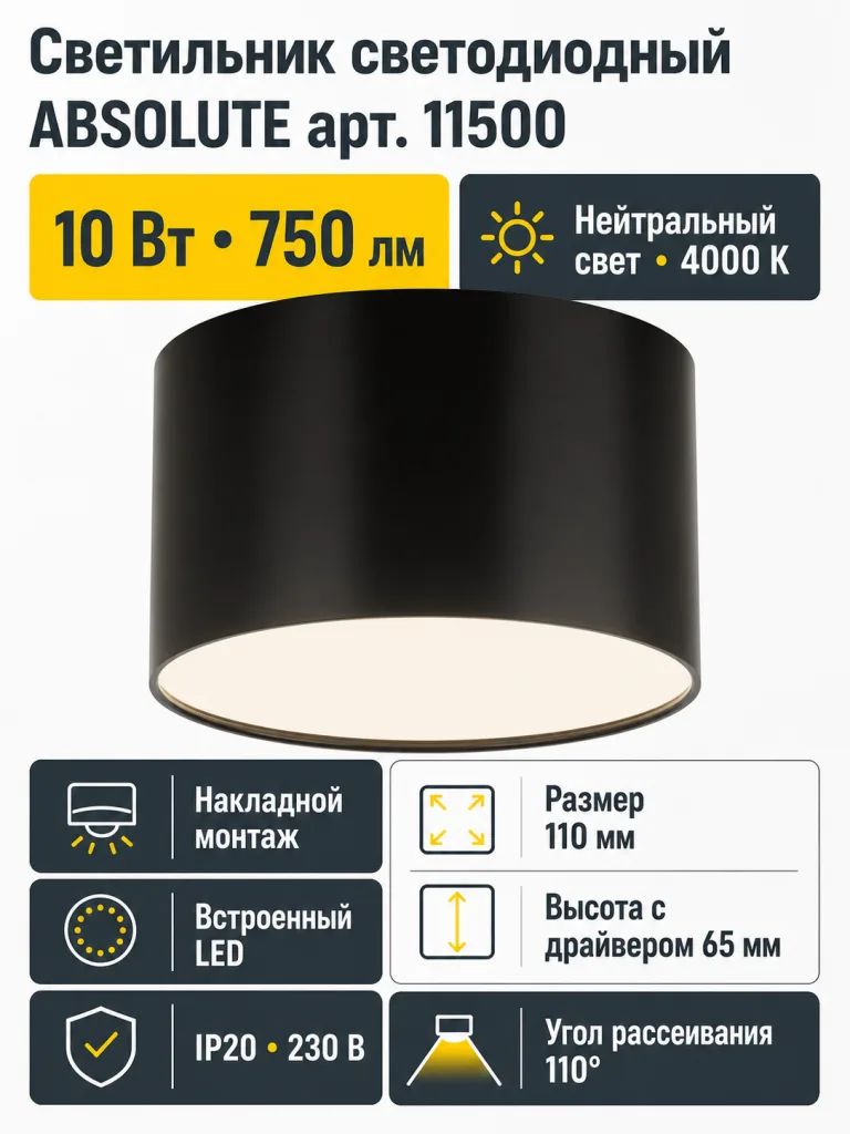 Светильник светодиодный ABSOLUTE арт. 11500
