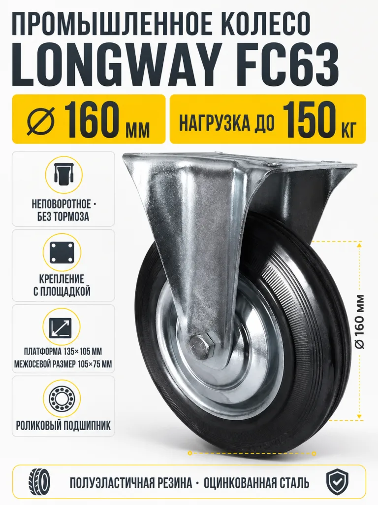 Колесо промышленное 160мм FC63