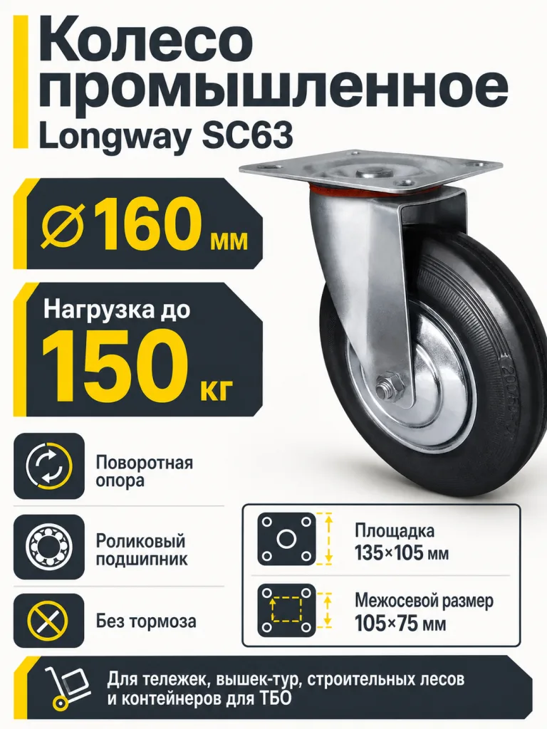 Колесо промышленное 160мм SC63