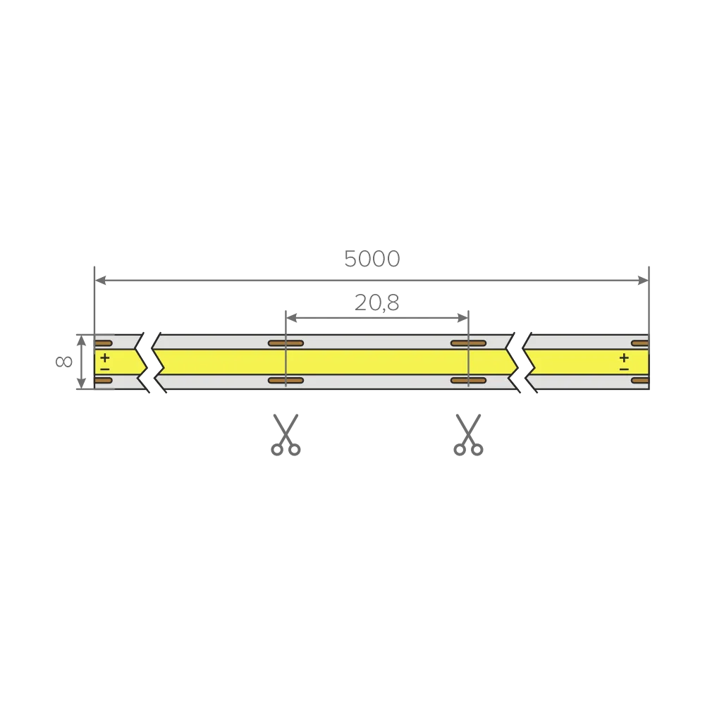 Лента светодиодная AQ LED-LINE COB CCT 576 LED/м 24V 19W/м 8мм IP20 (2700-6500K) 5м
