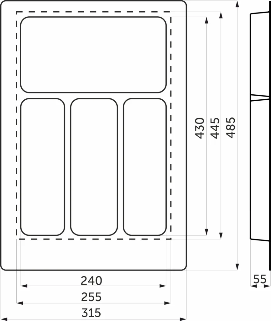 Лоток для столовых приборов 400 PIXEL 315*485, черный AKS