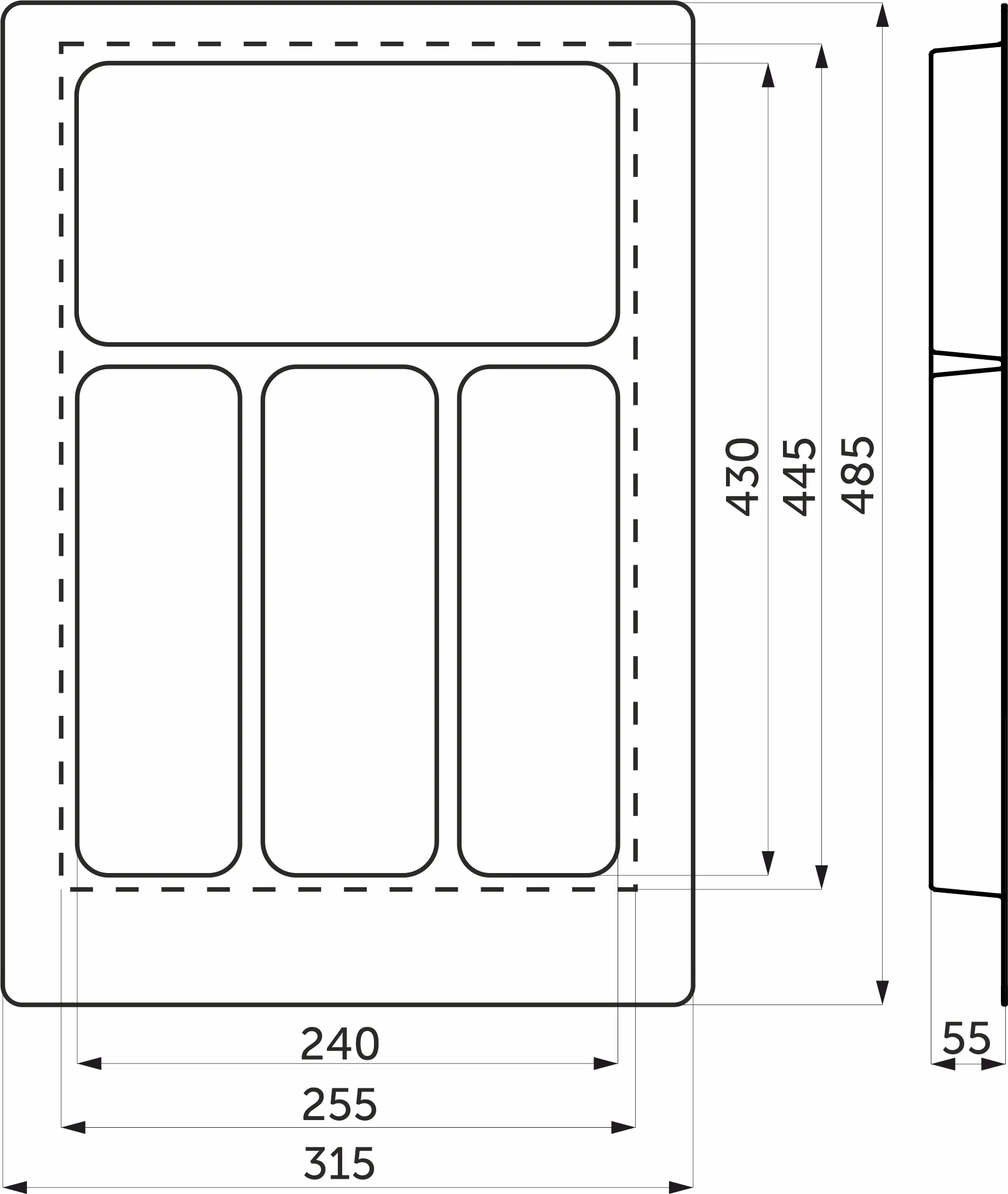 Лоток для столовых приборов 400 PIXEL 315*485, черный AKS