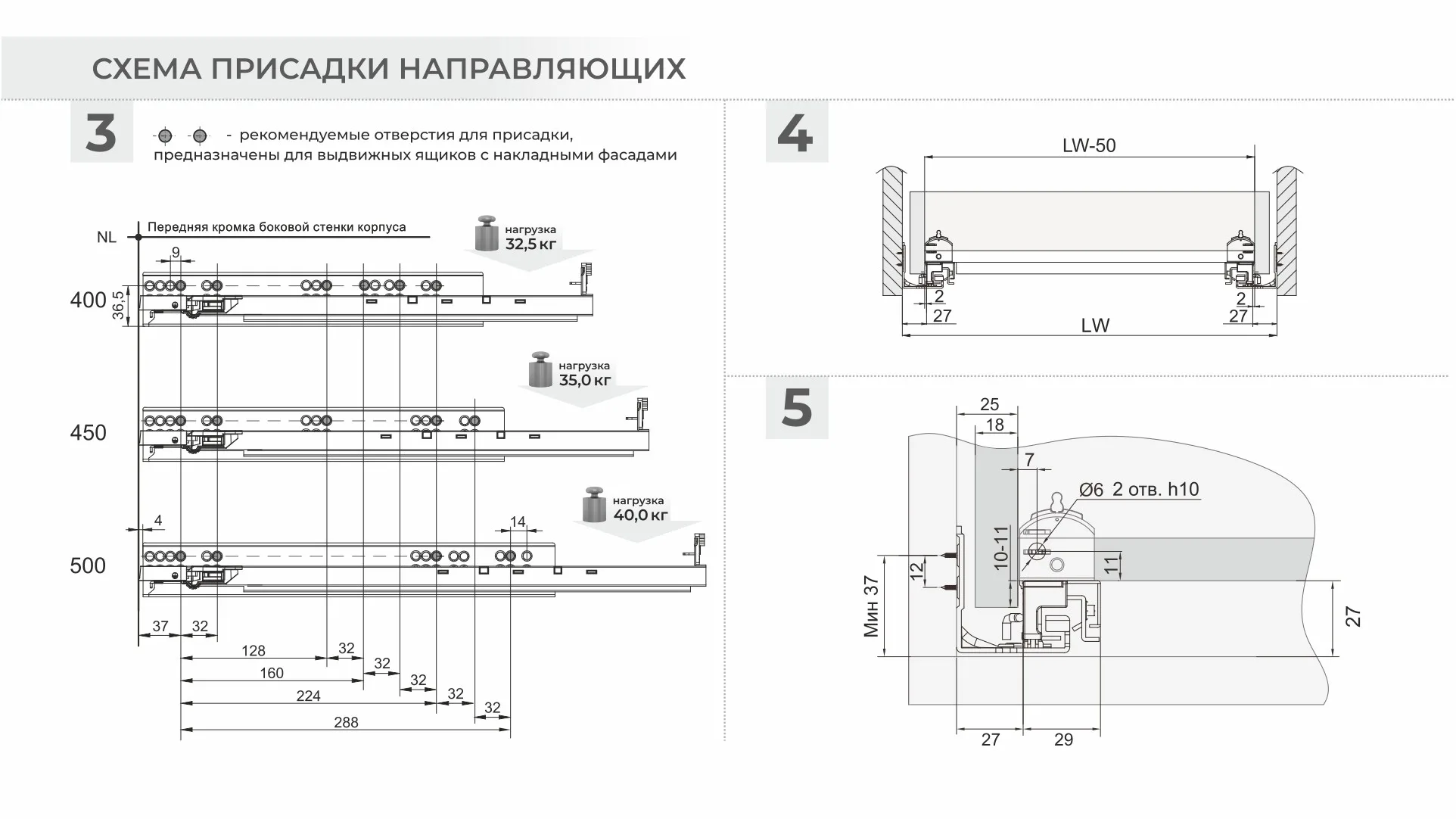 Направляющие скрытого монтажа Бислайд DB9891Zn/400