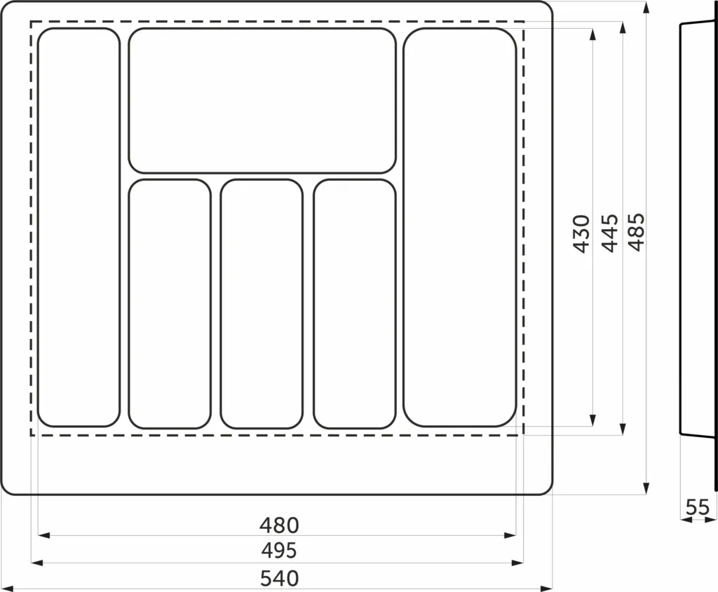 Лоток для столовых приборов 600 PIXEL 540*485, графит AKS