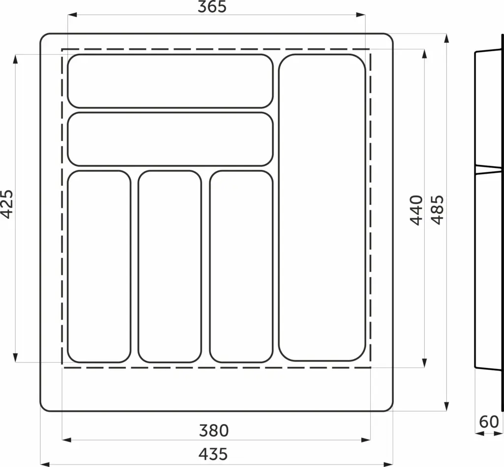 Лоток для столовых приборов 500 BASIC 435*485, белый AKS