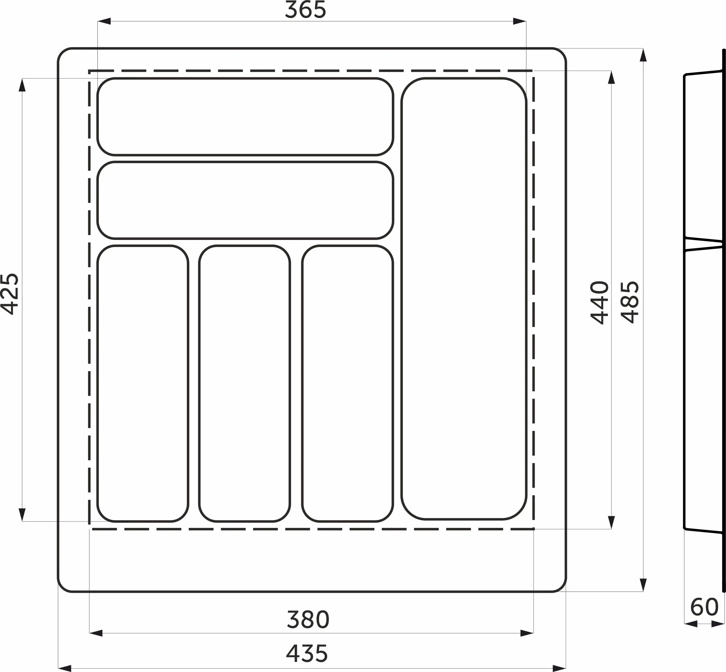 Лоток для столовых приборов 500 BASIC 435*485, белый AKS