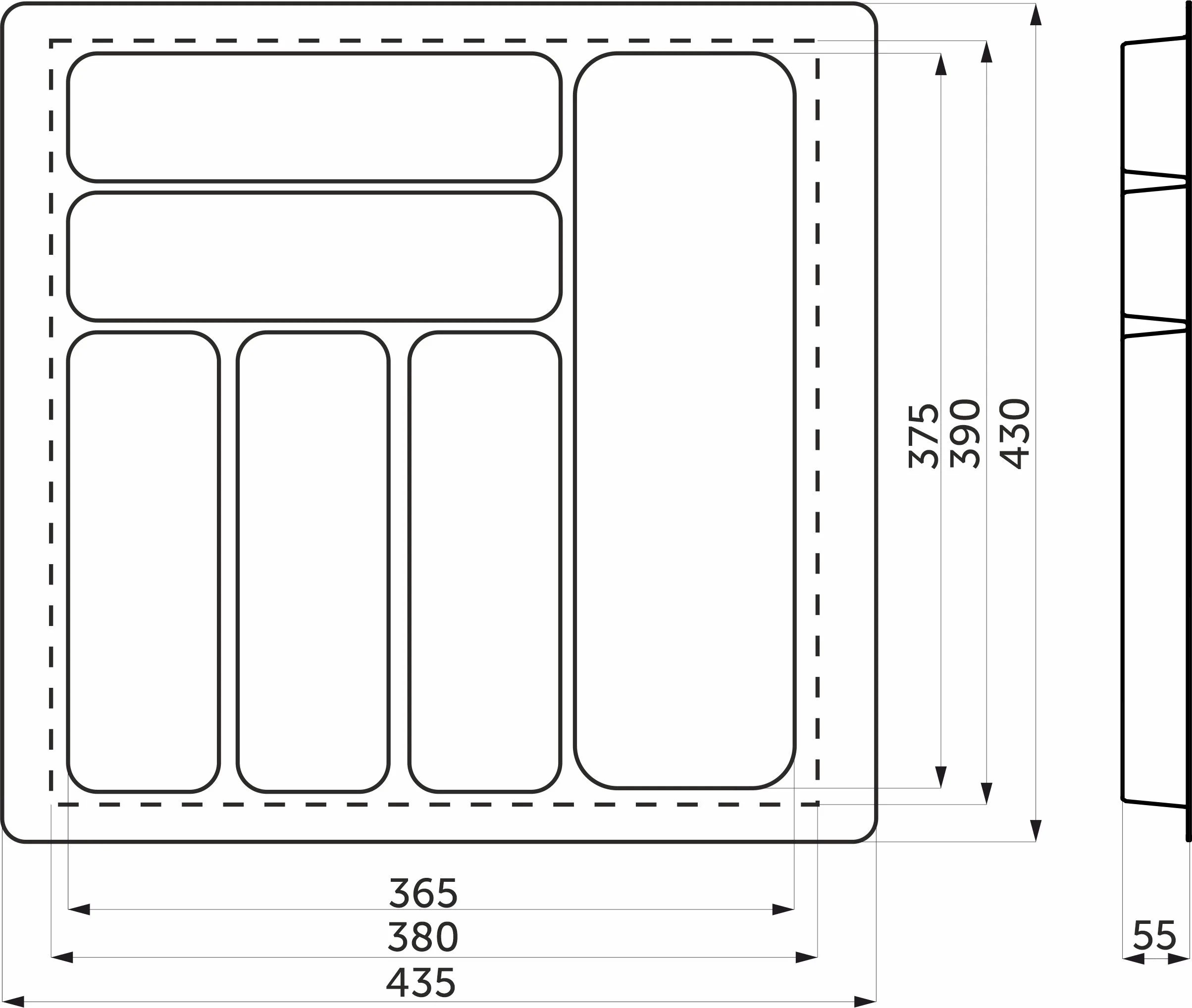 Лоток для столовых приборов 500 BASIC 435*430, белый AKS