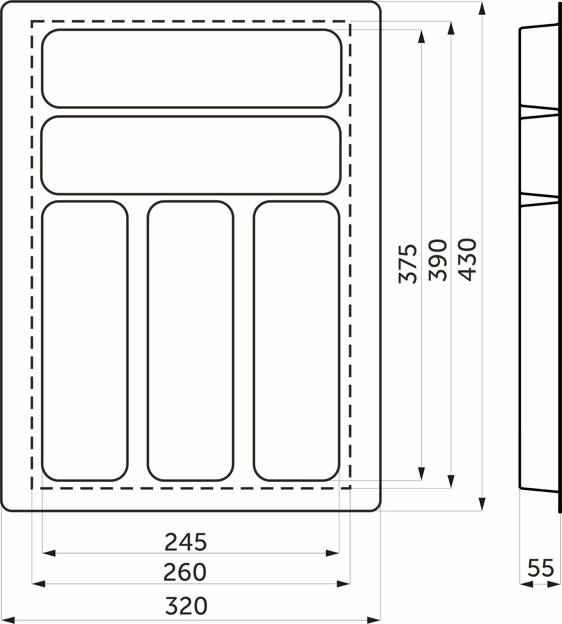Лоток для столовых приборов 400 BASIC 320*430, белый AKS