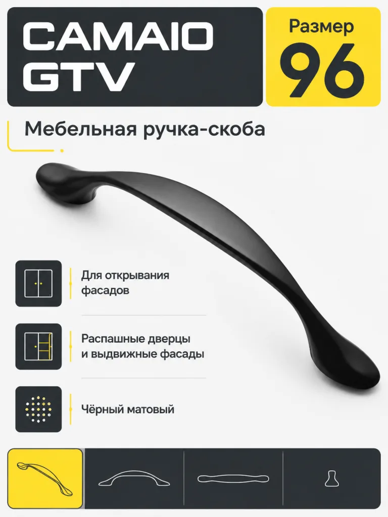 Мебельная ручка CAMAIO GTV черный матовый (96)