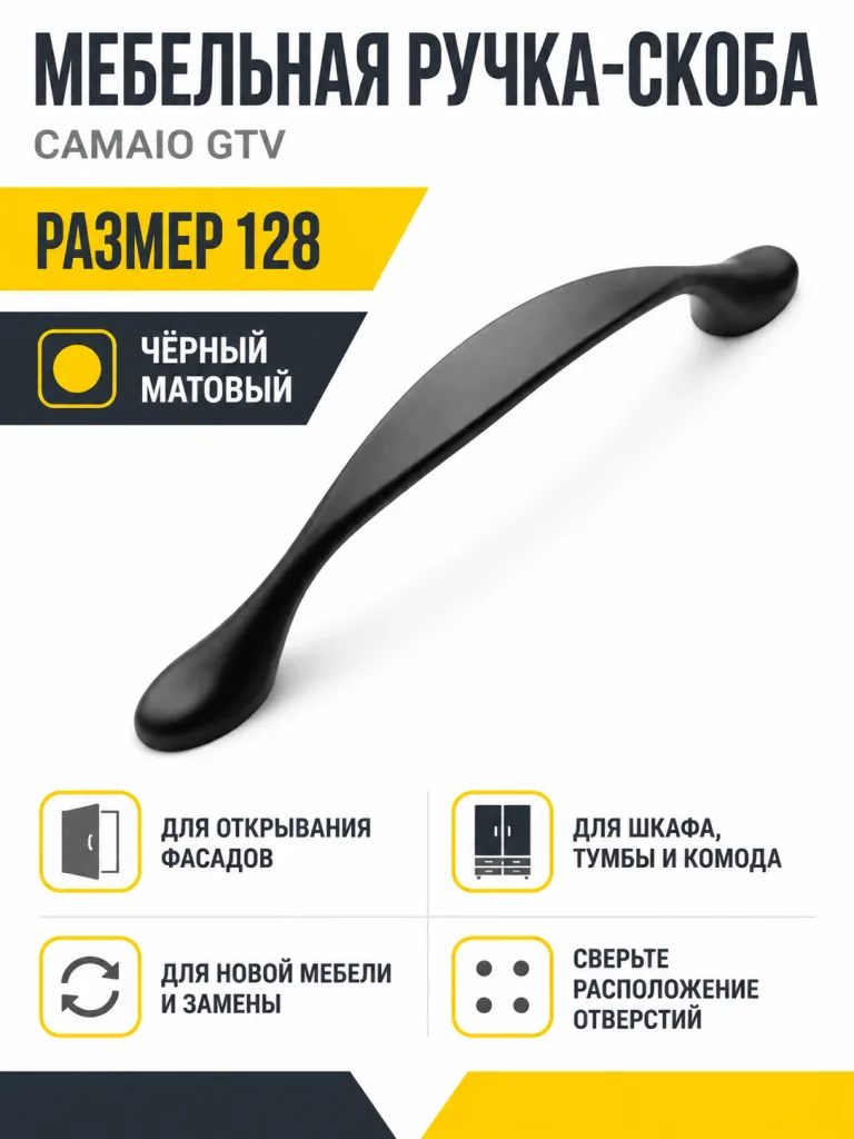 Мебельная ручка CAMAIO GTV черный матовый (128)
