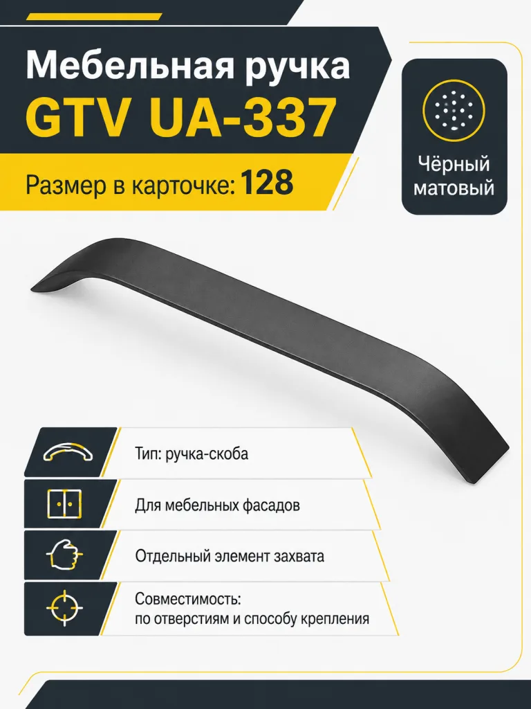 Мебельная ручка GTV UA-337 черный матовый (128)